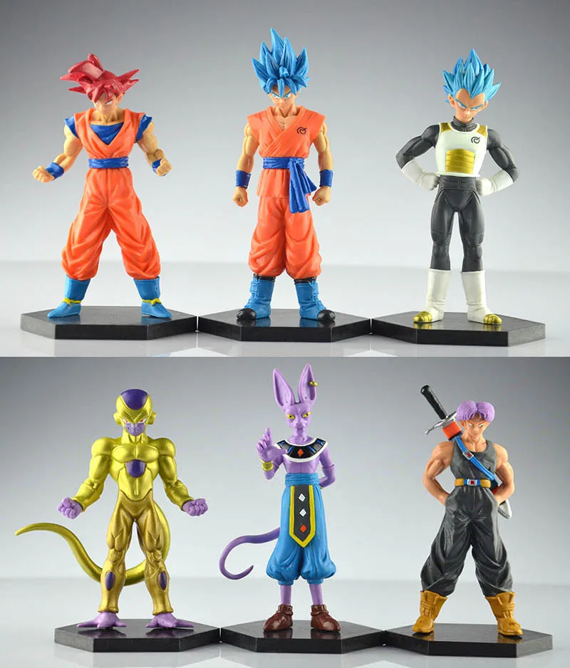 6pcs Dragon Ball Goku Vegeta Freeza Trunks Anime Action Figures Collectible Brinquedos Model Doll Kids Toys for Boys 12-14cm
6pcs Dragon Ball Goku Vegeta Freeza Trunks Anime Action Figures Collectible Brinquedos Model Doll Kids Toys for Boys 12-14cm