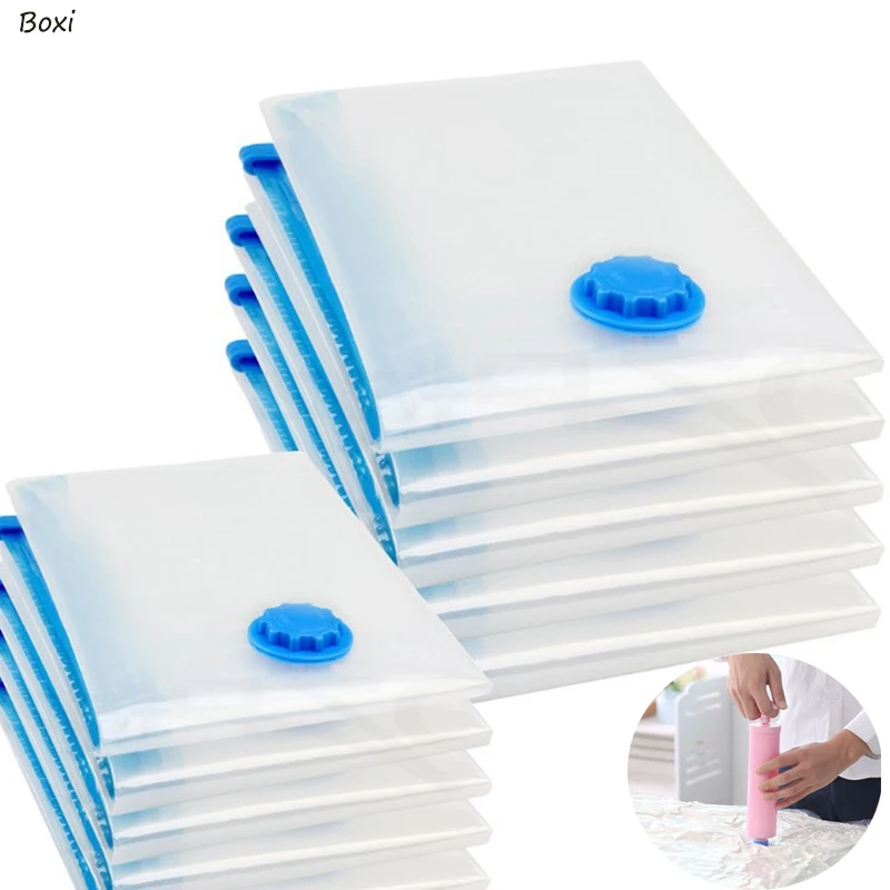 Boxi New Home Vacuum Bag For Clothes Storage Bag Transparent Plastic Storage Bags With Valve Foldable Travel Closet Organizer
Boxi New Home Vacuum Bag For Clothes Storage Bag Transparent Plastic Storage Bags With Valve Foldable Travel Closet Organizer