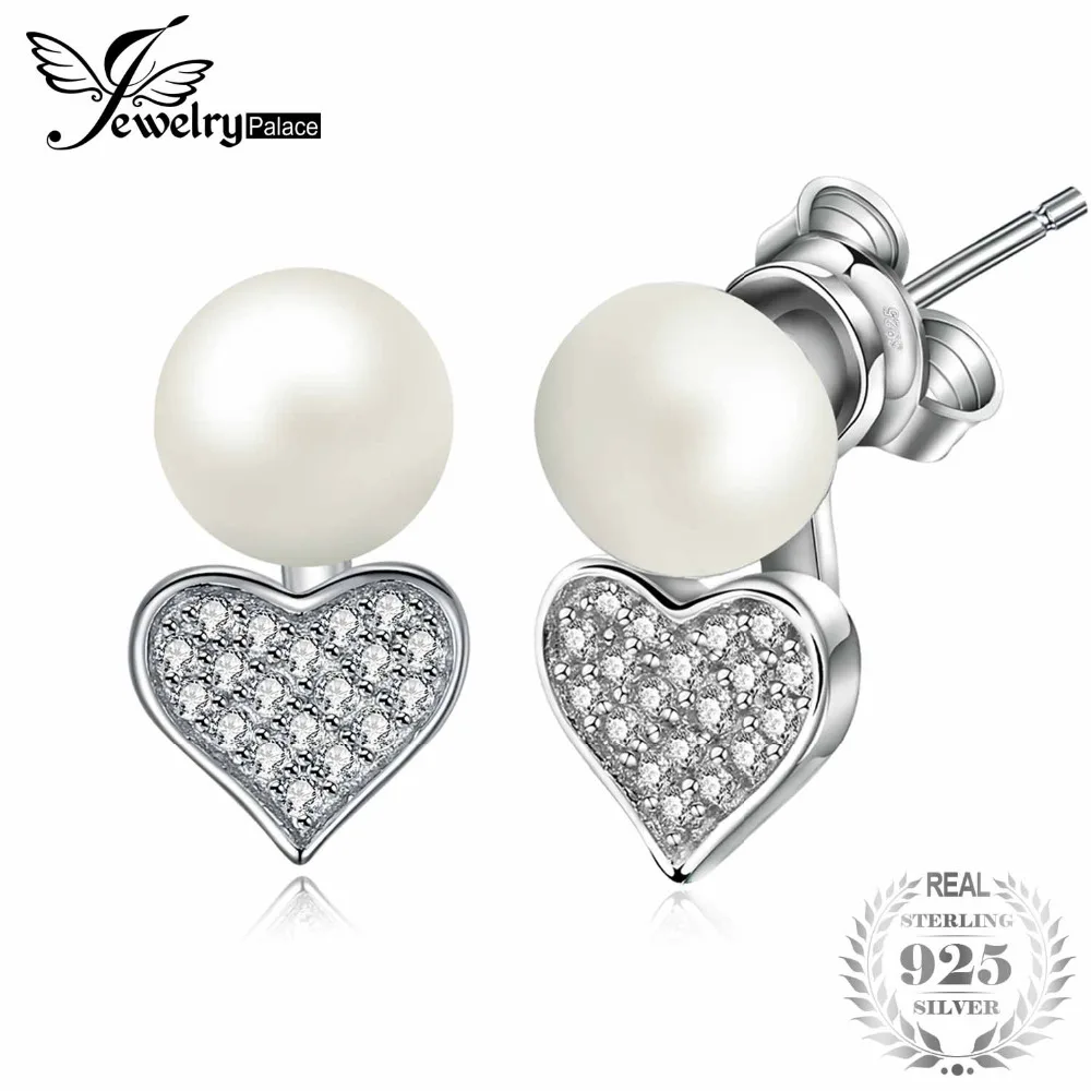 JewelryPalace 7mm Natural Fresh Water Pearls Earrings Genuine 925 Sterling Silver Jacket Earrings Love Heart CZ Women Gifts
JewelryPalace 7mm Natural Fresh Water Pearls Earrings Genuine 925 Sterling Silver Jacket Earrings Love Heart CZ Women Gifts