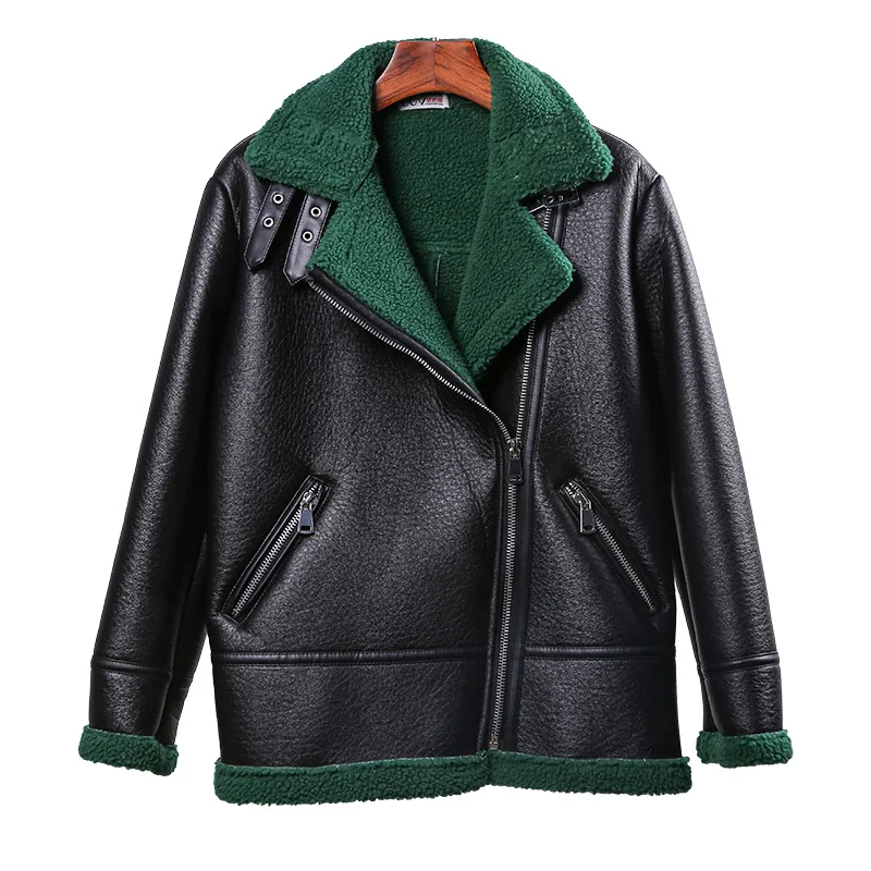 Faux Fur Coat New 2018 Winter Shearling Sheepskin Coats Lamb Motorcycle Long Sleeve Turn Down Collar 3 Collar PU Leather Jacket
Faux Fur Coat New 2018 Winter Shearling Sheepskin Coats Lamb Motorcycle Long Sleeve Turn Down Collar 3 Collar PU Leather Jacket