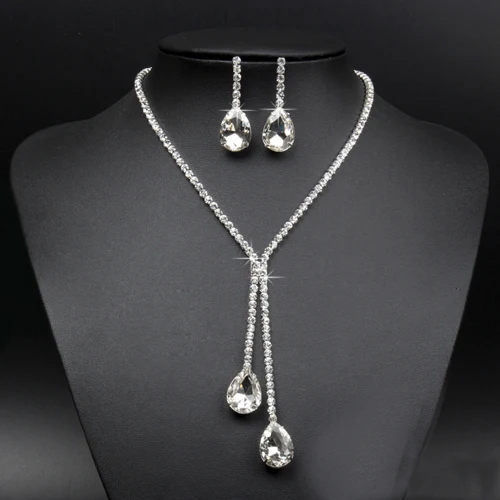 New Hot Wedding Bridal Rhinestone Crystal Drop Necklace Earring Plated Jewelry Sets
New Hot Wedding Bridal Rhinestone Crystal Drop Necklace Earring Plated Jewelry Sets