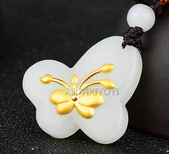 Natural White HeTian Jade 18K Solid Gold Butterfly Inlaid Lucky Amulet Pendant Free Necklace Luxury Fine Jewelry + Certificate
Natural White HeTian Jade 18K Solid Gold Butterfly Inlaid Lucky Amulet Pendant Free Necklace Luxury Fine Jewelry + Certificate