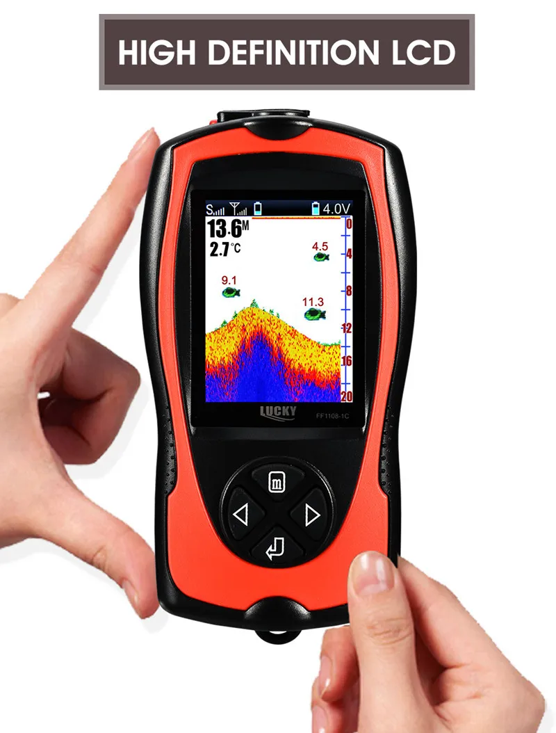 Sonar Fish Finder for Fishing FF1108-1CWLA Wireless Sonar Color Fishfinder 147ft45m Water Depth Sonar Pesca Transducer Fishing (13)