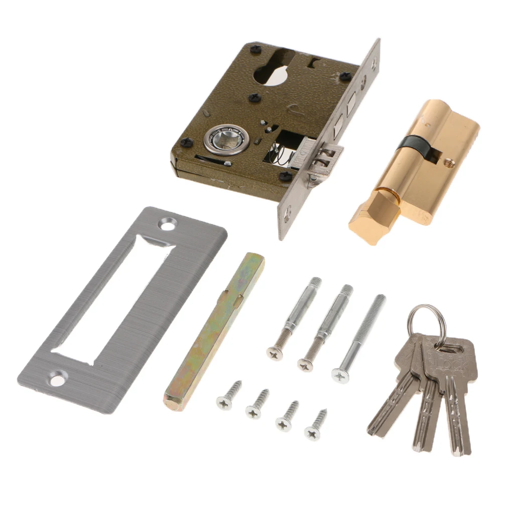 Full Set Door Security Stainless Steel Bedroom Mortise Lever Handle Lock