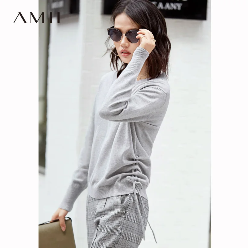 Amii Minimalist V Neck Sweater Women Autumn 2018 Loose Long Sleeve Women Pullovers Tops Lace Up Knitted Sweaters
Amii Minimalist V Neck Sweater Women Autumn 2018 Loose Long Sleeve Women Pullovers Tops Lace Up Knitted Sweaters