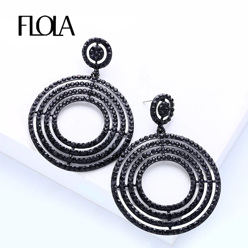 FLOLA Punk Rock Big Hoop Earrings Statement Rhinestone Crystal Round Large Black Earrings Dangle Jewelry Wholesale ersm26
FLOLA Punk Rock Big Hoop Earrings Statement Rhinestone Crystal Round Large Black Earrings Dangle Jewelry Wholesale ersm26