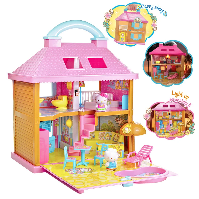 Фото Hello Cat Coastal Resort Hotel Dollhouse Play Set Toy Classic Building Blocks for Girl Gift Doll Accessories DIY toy | Игрушки и хобби