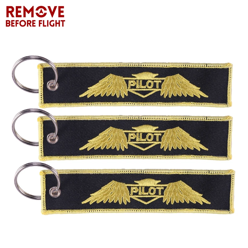 Remove Before Flight Keychain Embroidery Gold-Color Pilot Key Ring Chain for Aviation Gifts OEM Key Chains Aviation Safety9