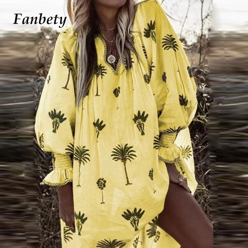 Fanbety 5 Colors Summer V-Neck Beach Dress Casual Lantern Long Sleeve dress Women Print Floral Loose Dresses Vestidos Plus Size
Fanbety 5 Colors Summer V-Neck Beach Dress Casual Lantern Long Sleeve dress Women Print Floral Loose Dresses Vestidos Plus Size