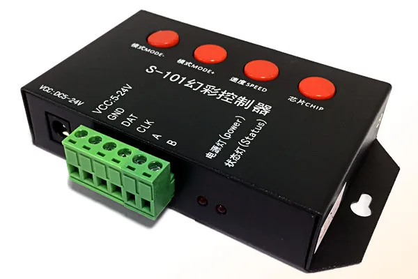 Simple S-101 LED Pixel Controller,with 180kind effects built-in,DC5~24V;Max 512pixels,support DMX512,WS2811,WS2812,APA102 etc.
Simple S-101 LED Pixel Controller,with 180kind effects built-in,DC5~24V;Max 512pixels,support DMX512,WS2811,WS2812,APA102 etc.