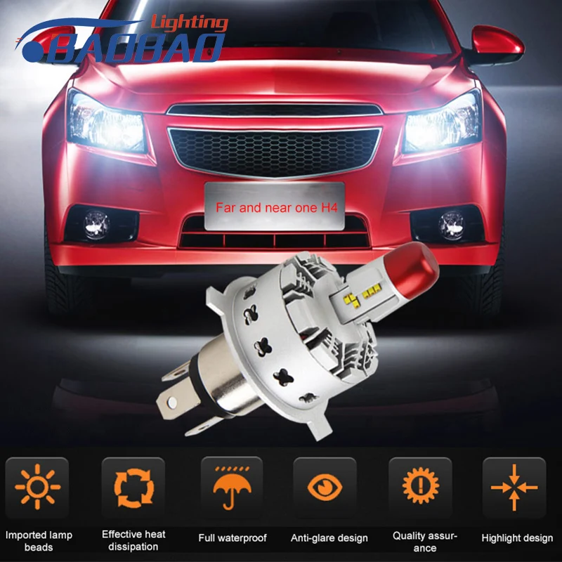 BAOBAO P5 H4 LED Car Headlight Bulb 40W 6000K ZES Chip Ultra Spotlight Fog Light Automobiles Waterproof LED Headlamp DC9-16V
BAOBAO P5 H4 LED Car Headlight Bulb 40W 6000K ZES Chip Ultra Spotlight Fog Light Automobiles Waterproof LED Headlamp DC9-16V