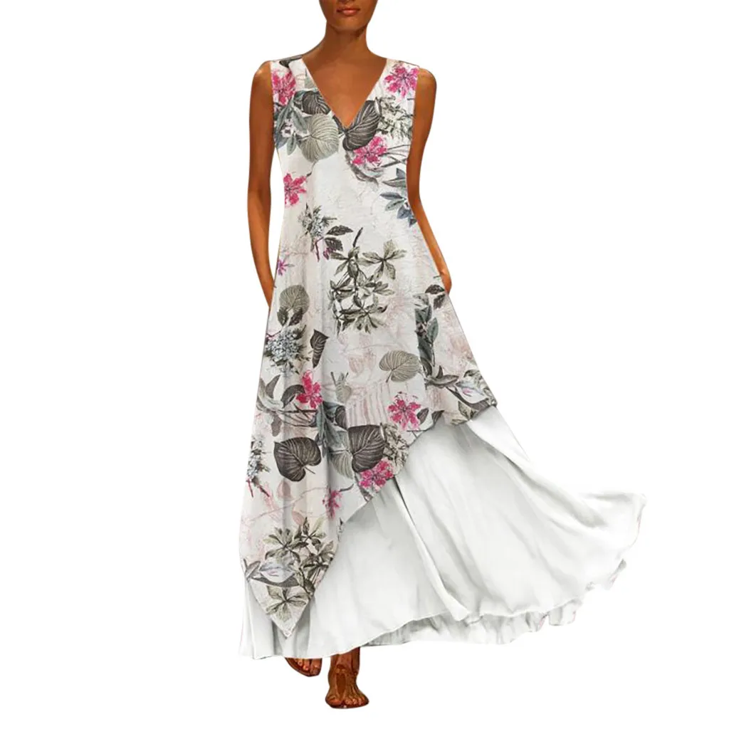 Plus Size Women Dress Vintage V Neck Splicing Floral Printed Sleeveless Spring New Dress
Plus Size Women Dress Vintage V Neck Splicing Floral Printed Sleeveless Spring New Dress