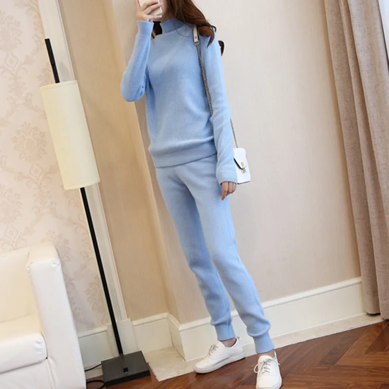 2019 Drawstring Fashion Rushed Wool Winter Warm Cashmere Suit Female High Collar Pullover Sweater Casual Trousers Two-piece
2019 Drawstring Fashion Rushed Wool Winter Warm Cashmere Suit Female High Collar Pullover Sweater Casual Trousers Two-piece