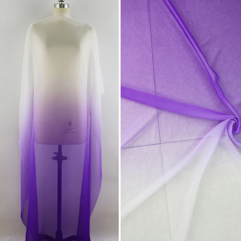 Thin Chiffon Material Sheer Dress Skirts Fabric Purple White Gradient Dancing Cloth Tecido
Thin Chiffon Material Sheer Dress Skirts Fabric Purple White Gradient Dancing Cloth Tecido
