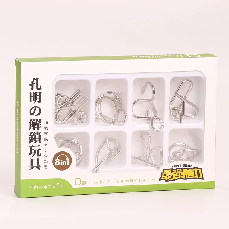 Puzzles Lock Brain Teaser Game 8PCS Sets Metal Materials Magic Classic Game Toys for Family
Puzzles Lock Brain Teaser Game 8PCS Sets Metal Materials Magic Classic Game Toys for Family