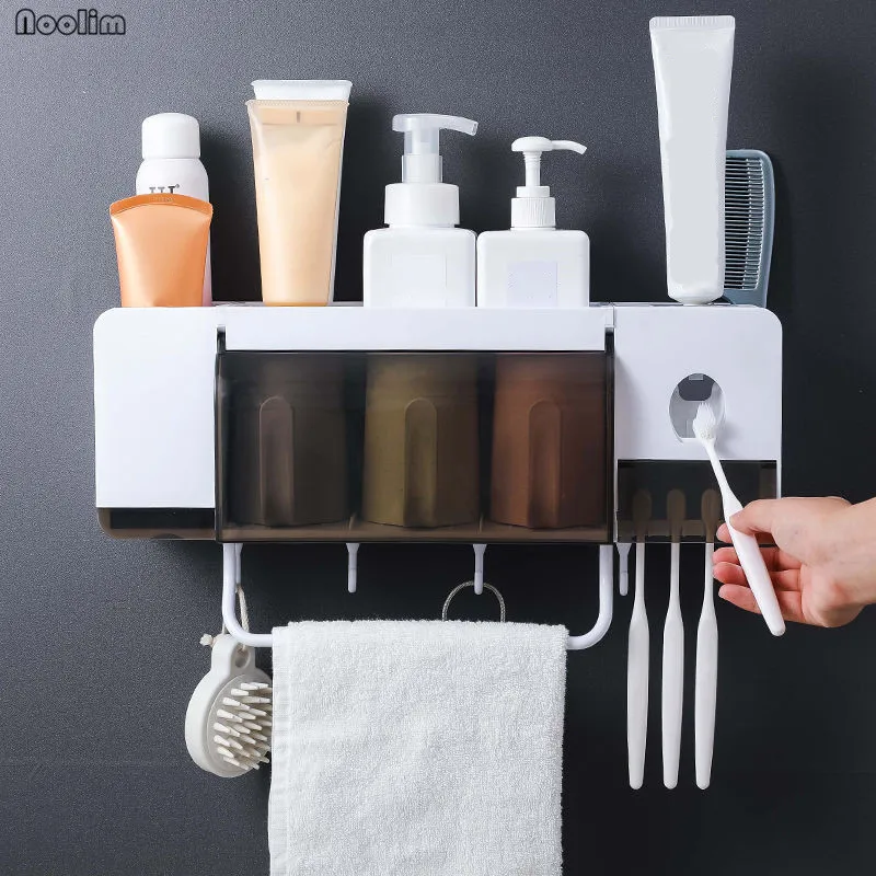 Toothpaste Dispenser Automatic Wall Mounted Dust-proof Toothbrush Holder With Cups Squeezer Bathroom Organizer Shelf
Toothpaste Dispenser Automatic Wall Mounted Dust-proof Toothbrush Holder With Cups Squeezer Bathroom Organizer Shelf