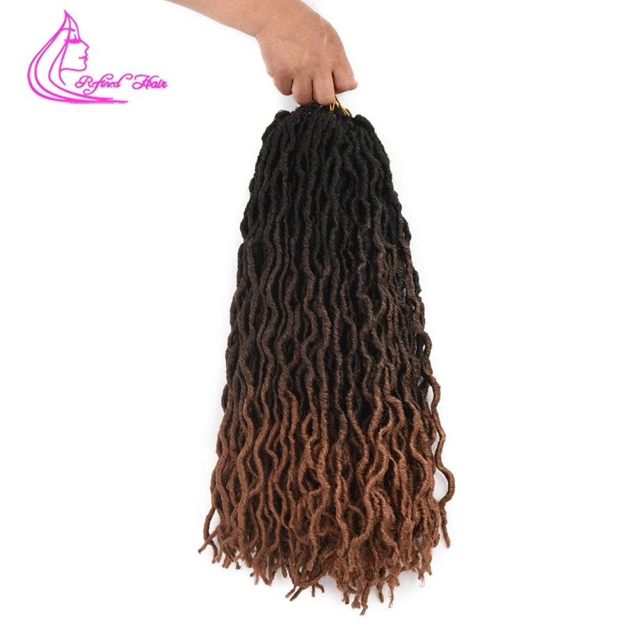 Утонченные волосы Faux locs Curly Goddess вязаные Bluk 18 дюймов длинные женские