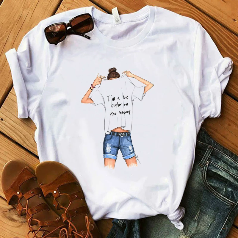 Lovely Girl T Shirt Funny Lady Vogue White T-shirts Woman 100% Cotton Summer Soft Tops Harajuku Streetwear Base Shirt 90s
Lovely Girl T Shirt Funny Lady Vogue White T-shirts Woman 100% Cotton Summer Soft Tops Harajuku Streetwear Base Shirt 90s