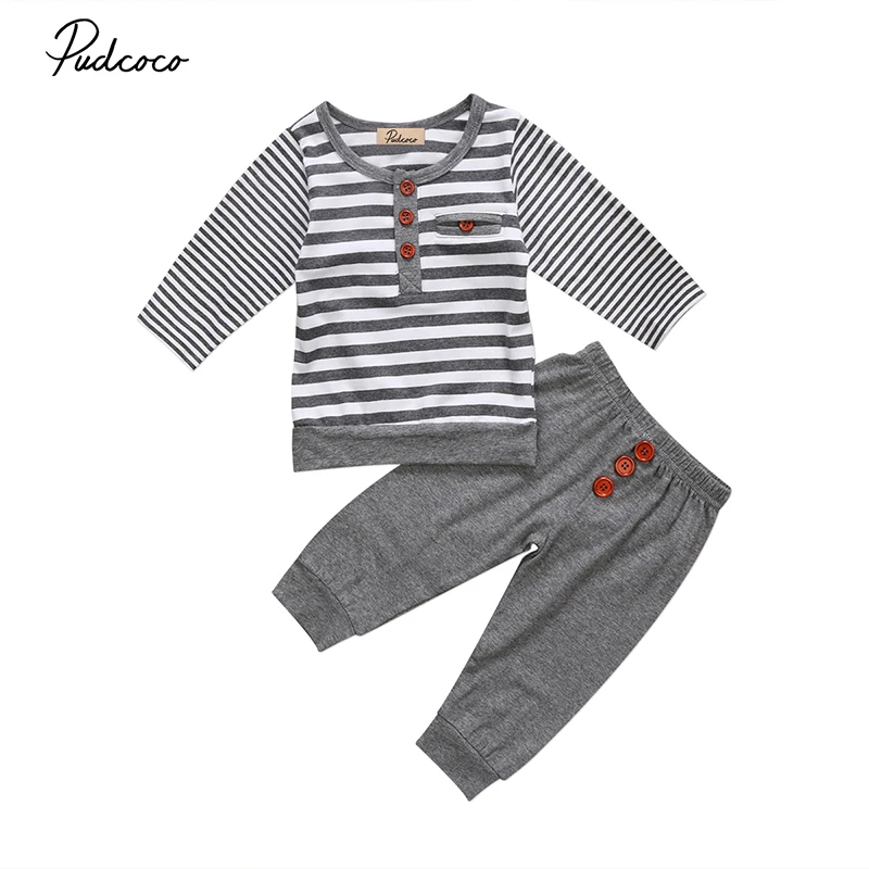 Pudcoco Brand Newborn Baby Boy Girl Clothes Set Long Sleeve Striped Button T-shirt Tops+Long Pant 2PCS Casual Kids Clothing Set
Pudcoco Brand Newborn Baby Boy Girl Clothes Set Long Sleeve Striped Button T-shirt Tops+Long Pant 2PCS Casual Kids Clothing Set