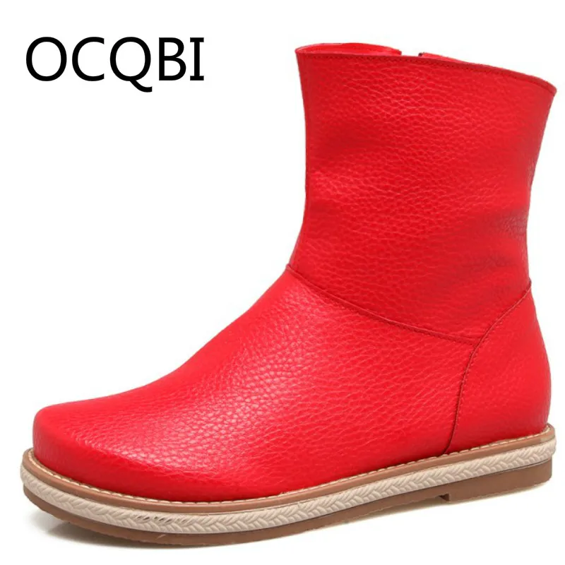 Womens Round Toe Zipper Flat Solid PU Rubber Short Boots Sewing MId-calf Shoes Footwear Black Red White Casual Boots
Womens Round Toe Zipper Flat Solid PU Rubber Short Boots Sewing MId-calf Shoes Footwear Black Red White Casual Boots