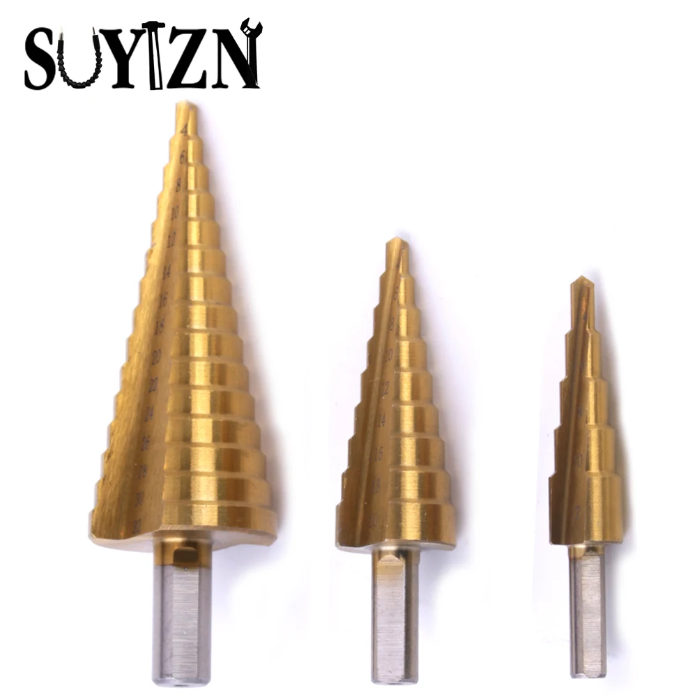 HSS Cone Stepped Drill Bits For Metal Wood Hole Saw Set Tool Ferramentas Dremel Tile Drill Bit Punte Trapano Per Legno HW196