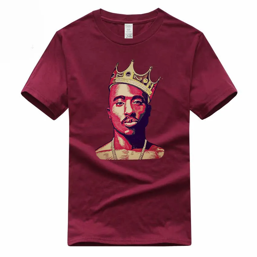 Мужские футболки с принтом 2PAC хлопковые в стиле хип хоп Swag King Tupac Amaru Shakur