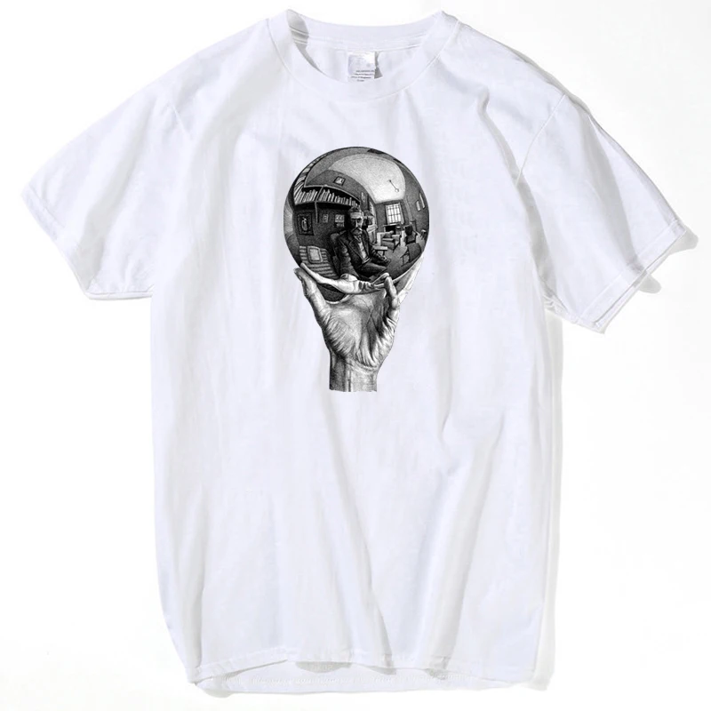 crop top summer 2019 T Shirt O-neck Short Hand With Reflecting Sphere Self-portrait Art Artist Mc Escher Adult T-shirt Tee
crop top summer 2019 T Shirt O-neck Short Hand With Reflecting Sphere Self-portrait Art Artist Mc Escher Adult T-shirt Tee