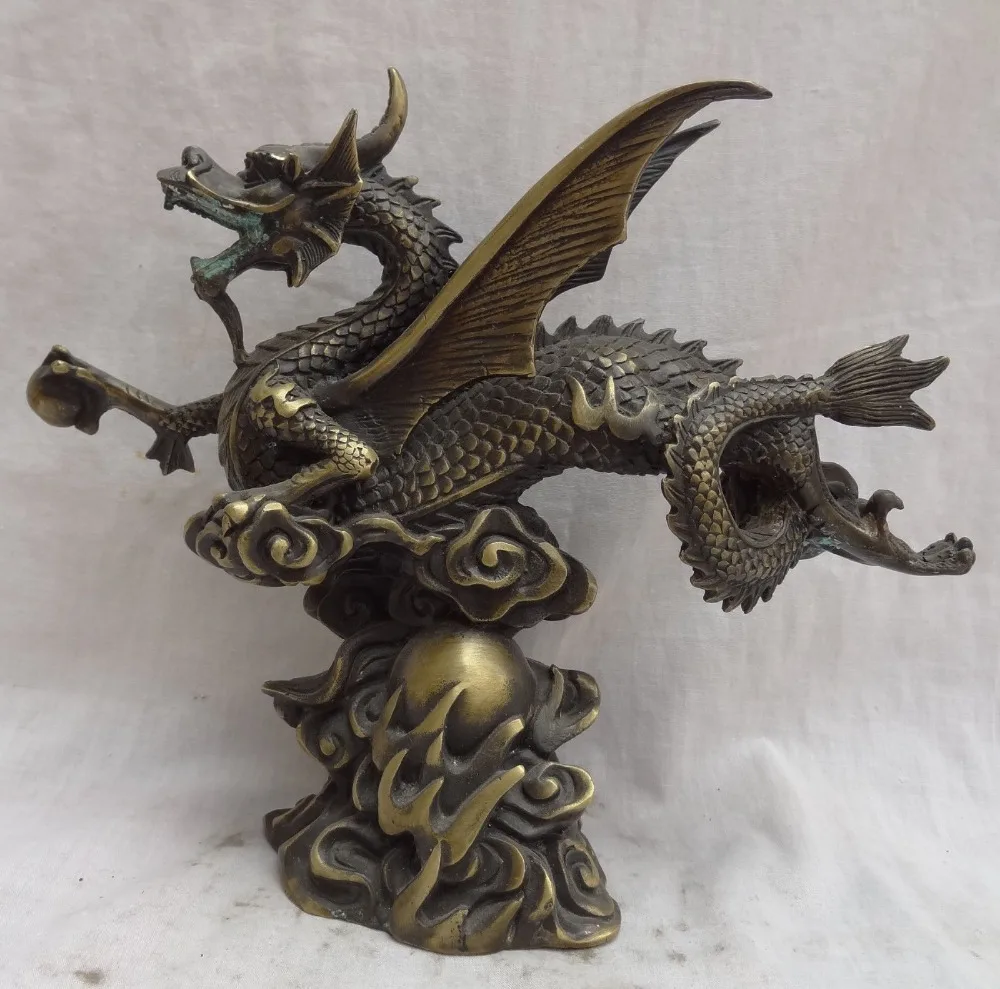 10" Chinese Bronze Sculpture Animals Zodiac Unicorn Myth Fly Dragon Ball Statue
10" Chinese Bronze Sculpture Animals Zodiac Unicorn Myth Fly Dragon Ball Statue