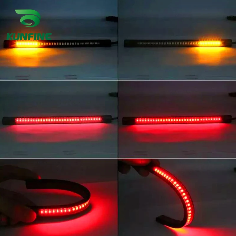KUNFINE 4PCS Universal Motorcycle LED Turn Signal Indicators light Blinkers Flexible Bendable Amber Light 3 (2) K(1)