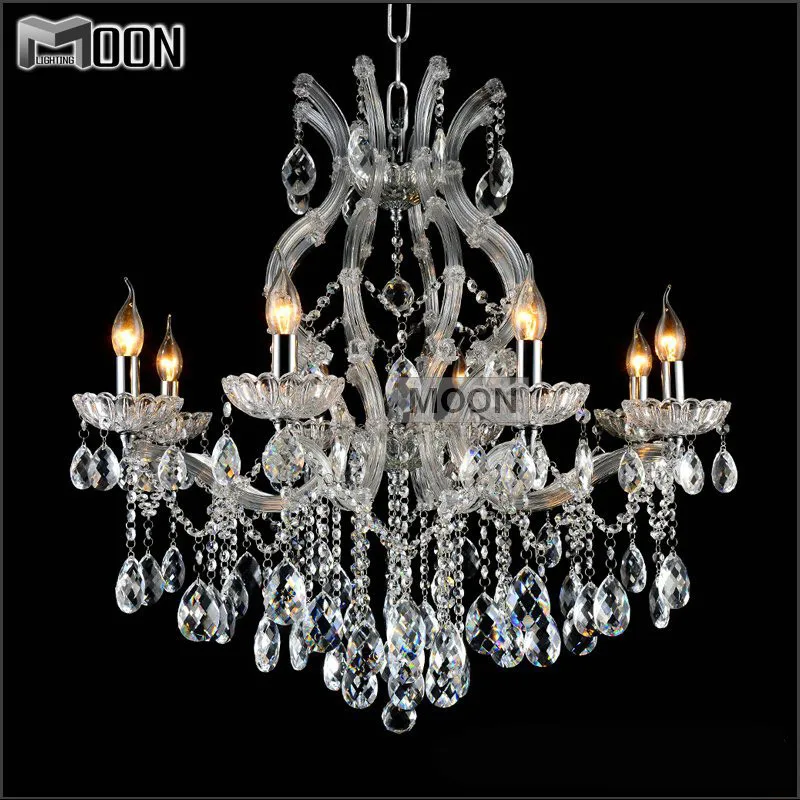 

Maria Theresa Clear Chrome Crystal Chandelier Light LED Crystal Lustre Light for Lobby Stair Hallway project MD8475