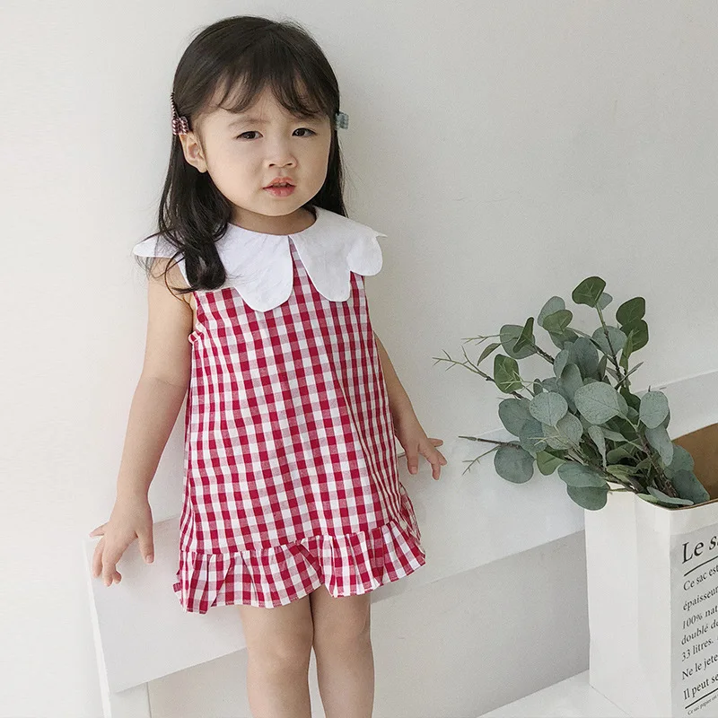Summer fashion infant girls cotton casual plaid dresses children sleeveless big turn-down collar casual princess dress 0-3Y
Summer fashion infant girls cotton casual plaid dresses children sleeveless big turn-down collar casual princess dress 0-3Y