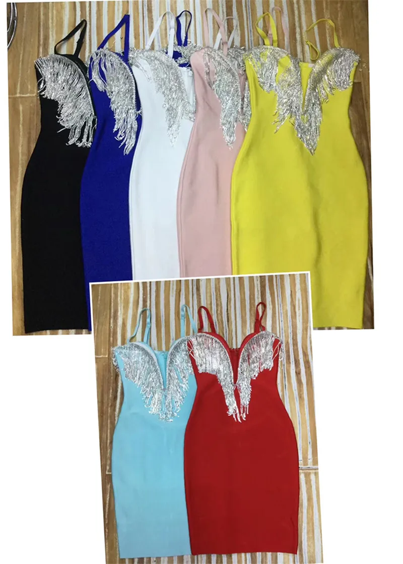 7 Color Celebrity Sexy Strap Beading Taseel Mini New Arrival Elegant Vestido Rayon Women's Bandage Dress Night Club Party Dress
7 Color Celebrity Sexy Strap Beading Taseel Mini New Arrival Elegant Vestido Rayon Women's Bandage Dress Night Club Party Dress