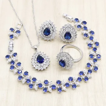 Water Drop Silver Color Jewelry Sets for Women Blue White Crystal Bracelets Necklace Pendant Rings Earrings Gift Box
Water Drop Silver Color Jewelry Sets for Women Blue White Crystal Bracelets Necklace Pendant Rings Earrings Gift Box