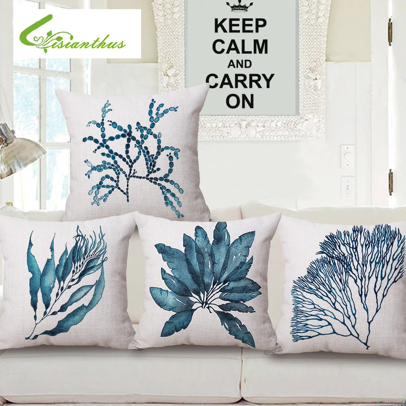 Mediterranean Style Cushion Cover Blue Sea Throw Pillow Case Decorative Coral Almofada Beach Decor Plant Cojines Free Shipping
Mediterranean Style Cushion Cover Blue Sea Throw Pillow Case Decorative Coral Almofada Beach Decor Plant Cojines Free Shipping