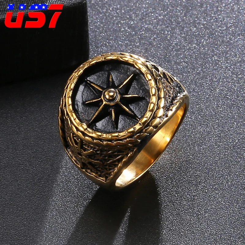 US7 steel solider Viking solar symbol wheel Ring Stainless Steel ship wheel ring For Men nordic slavic pagan jewelry Gift
US7 steel solider Viking solar symbol wheel Ring Stainless Steel ship wheel ring For Men nordic slavic pagan jewelry Gift