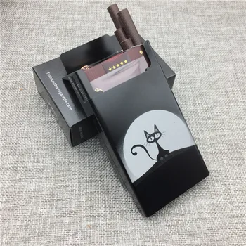 

LF024 Personalized JiJi Cat Black Aluminium Alloy Cigarette Case Laser Carved Cat Will Not Fade Cigarette Box Smoking Holders