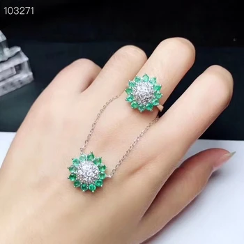Natural green emerald Ring Necklace Natural Gemstone Jewelry Set 925 Silver Lovely round Sun flower Women party gift jewelry
Natural green emerald Ring Necklace Natural Gemstone Jewelry Set 925 Silver Lovely round Sun flower Women party gift jewelry