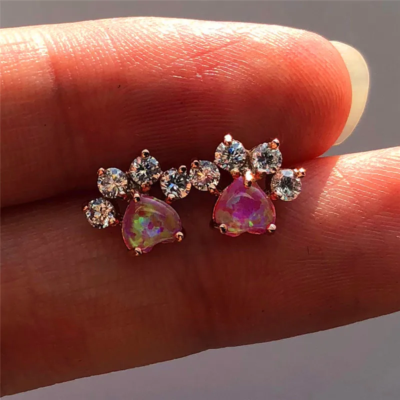 Female White Blue Opal Stone Stud Earrings 925 Sterling Silver Wedding Jewelry Boho Small Dog Cat Paw Claw Earrings For Women
Female White Blue Opal Stone Stud Earrings 925 Sterling Silver Wedding Jewelry Boho Small Dog Cat Paw Claw Earrings For Women