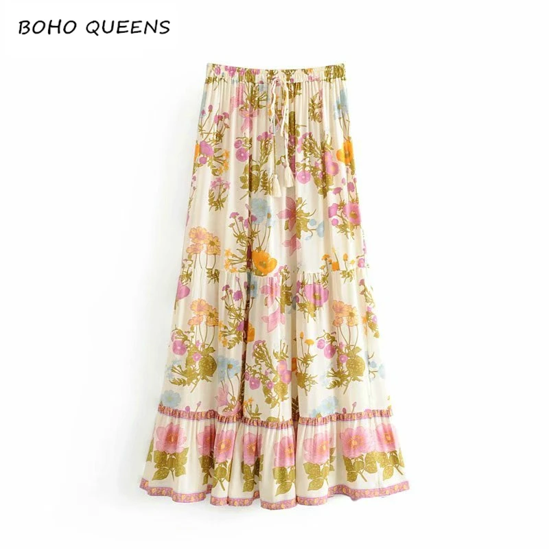 Vintage chic fashion women Hippie beach Bohemian floral print pleated skirt High Elastic Waist Maxi A-Line Boho Skirt Femme
Vintage chic fashion women Hippie beach Bohemian floral print pleated skirt High Elastic Waist Maxi A-Line Boho Skirt Femme
