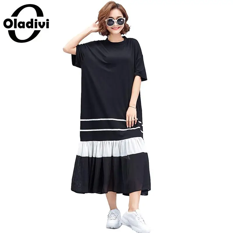 Oladivi Brand Clothes Fashion Woman Solid Black White Patchwork Casual Shirt Dress Lady Loose Dresses Female Long Top Tee Tunics
Oladivi Brand Clothes Fashion Woman Solid Black White Patchwork Casual Shirt Dress Lady Loose Dresses Female Long Top Tee Tunics