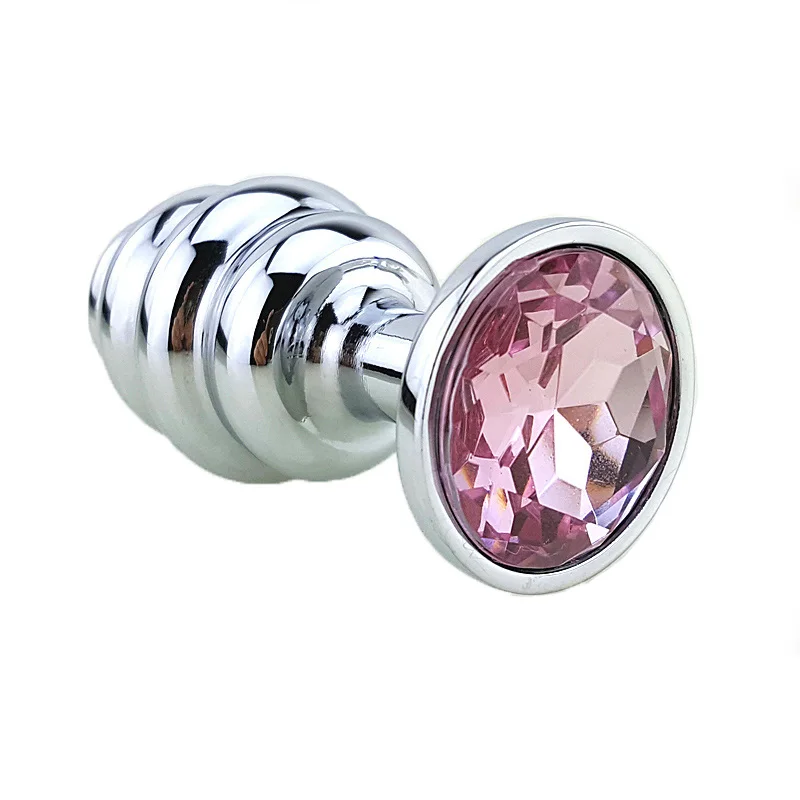 70x30mm Metal Anal Butt Plug With 7 Colorful Crystal,Lowest Price Anal Tube Sex Toys For Women