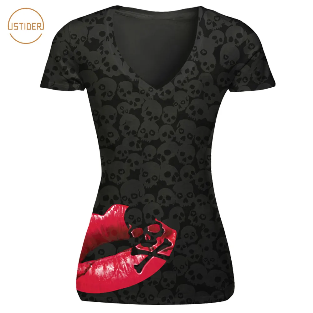 ISTider Hot Sale Sexy Red Lips 3D Print Grey T Shirt Women Summer Slim Short Sleeve V-Neck Punk Skulls Tops Fitness Clothing
ISTider Hot Sale Sexy Red Lips 3D Print Grey T Shirt Women Summer Slim Short Sleeve V-Neck Punk Skulls Tops Fitness Clothing