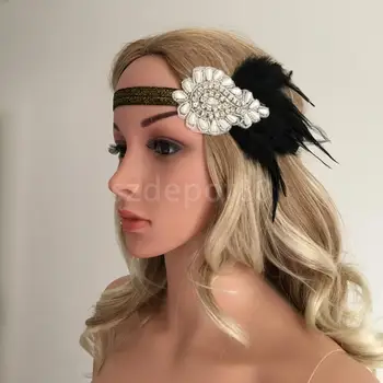 1920s Great Gatsby Black Feather Pearls Fascinator Headpiece Flapper Headband Crystal Elastic Band Bridal Fancy Dress Accessory
1920s Great Gatsby Black Feather Pearls Fascinator Headpiece Flapper Headband Crystal Elastic Band Bridal Fancy Dress Accessory