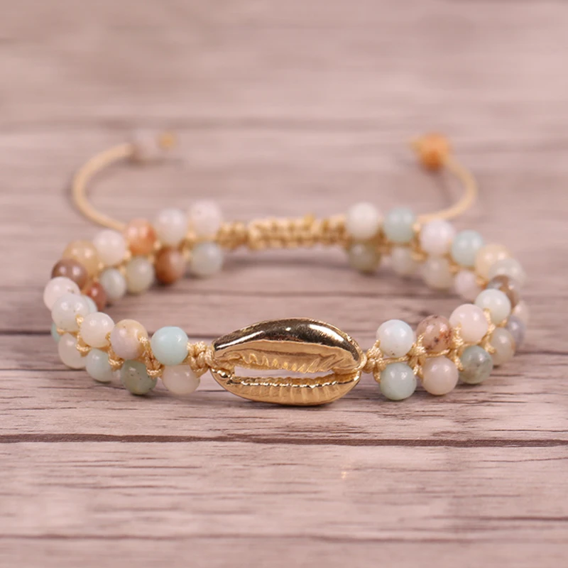 Natural Amazonite Yoga Bracelet Gold Color Shell Bracelet Handmade Adjustable Bracelet Jewelry
Natural Amazonite Yoga Bracelet Gold Color Shell Bracelet Handmade Adjustable Bracelet Jewelry