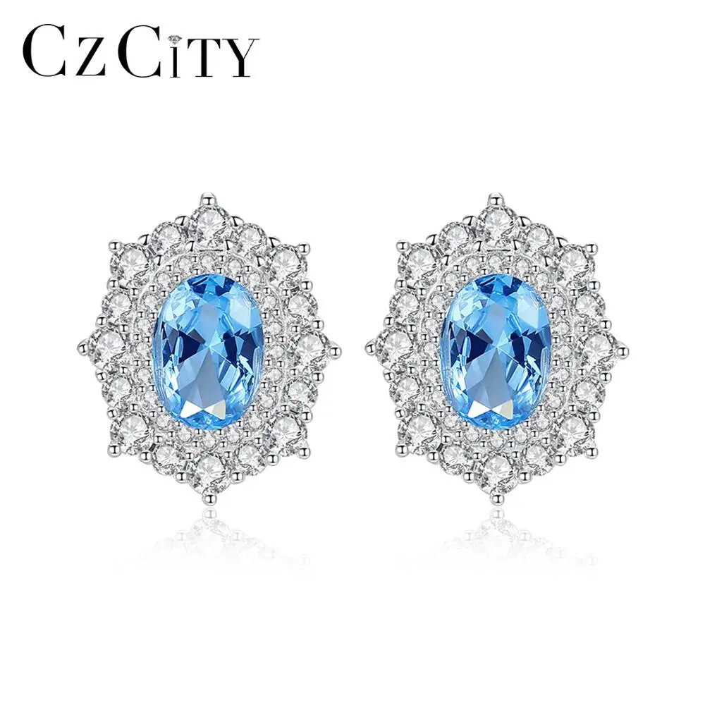 CZCITY Blue Topaz Stud Earrings for Women Anniversary Fine Jewelry Solid 925 Sterling Silver Pendientes Gemstone Bijoux SE0348
CZCITY Blue Topaz Stud Earrings for Women Anniversary Fine Jewelry Solid 925 Sterling Silver Pendientes Gemstone Bijoux SE0348