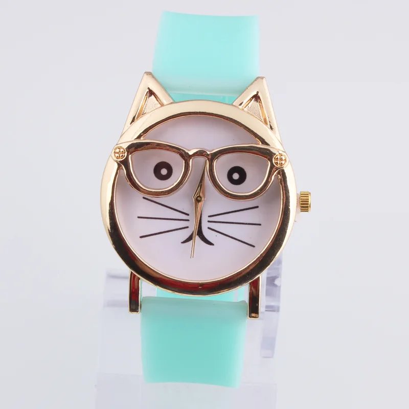 Gold shell glasses cat silicone watch fashion cat quartz watch Europe and the United States pop Wrist watch
Gold shell glasses cat silicone watch fashion cat quartz watch Europe and the United States pop Wrist watch
