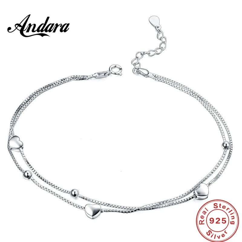 100%925 sterling silver anklet double love girl & woman summer style jewelry accessory gift
100%925 sterling silver anklet double love girl & woman summer style jewelry accessory gift