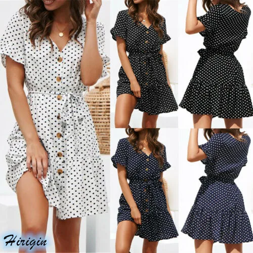 Summer Dresses 2019 New Women Summer Casual Short Sleeve V-neck Lace Up High Waist Loose Polka Dots Short Dress
Summer Dresses 2019 New Women Summer Casual Short Sleeve V-neck Lace Up High Waist Loose Polka Dots Short Dress