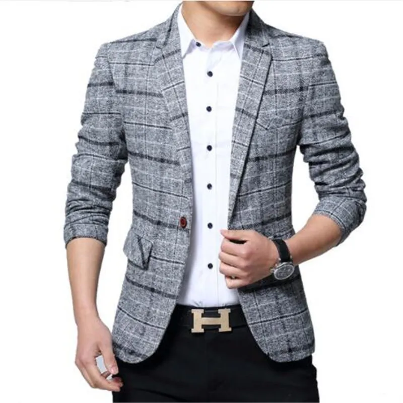 New Men Blazers 4XL 5XL Spring British Style Plaid Male Slim Fat Business Casual Blazer Coat Men Brand Outwear Jacket BF603
New Men Blazers 4XL 5XL Spring British Style Plaid Male Slim Fat Business Casual Blazer Coat Men Brand Outwear Jacket BF603