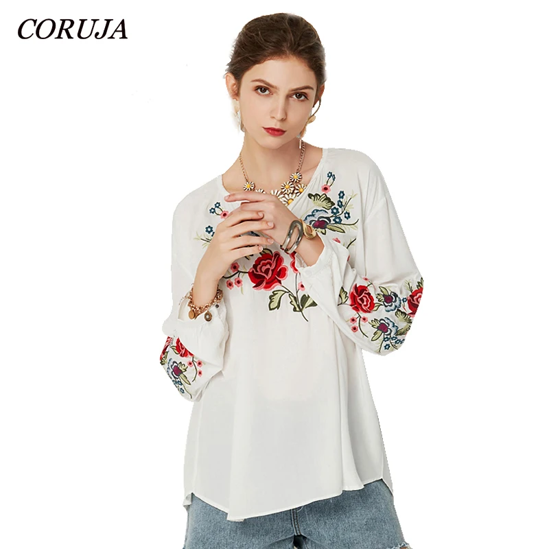 Women's Fashion Flower Embroidery Blouses High Quality Soft Fabric V-Neckline Long Sleeve Fresh Clean Clothes White Blouse
Women's Fashion Flower Embroidery Blouses High Quality Soft Fabric V-Neckline Long Sleeve Fresh Clean Clothes White Blouse